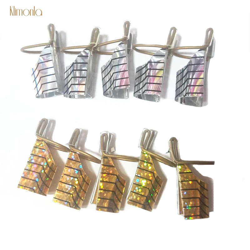 

5pcs/set Gold Sliver Reusable Nail Forms Stainless Steel Nail Art Extensive Guide Tips Gel Polish Manicure Building Tools