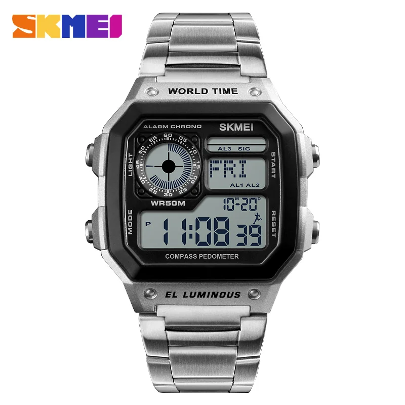 

2019 Top Brand SKMEI Women Men Digital Watch Luxury Calorie Compass Electronic Watch Fashion Sport Bracelet LED dispiay Clock