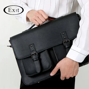 

Simple Style Solid PU Leather Shoulder Bag Waterproof PU Men Handbag Casual Business Briefcase Travel laptop Bags Black Color