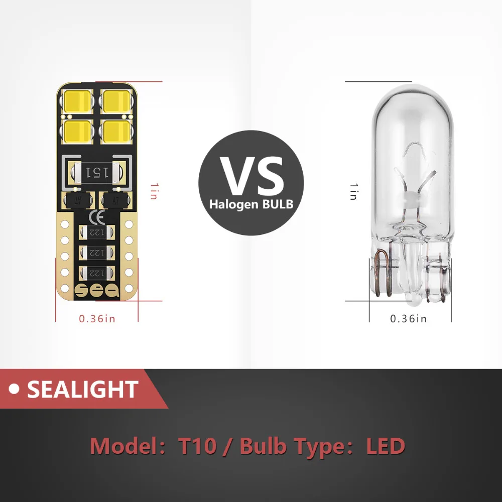 SEALIGHT 10 шт. T10 W5W 168 LED 2825 лампы салона автомобиля 194 501 боковой клин авто Купол Карта