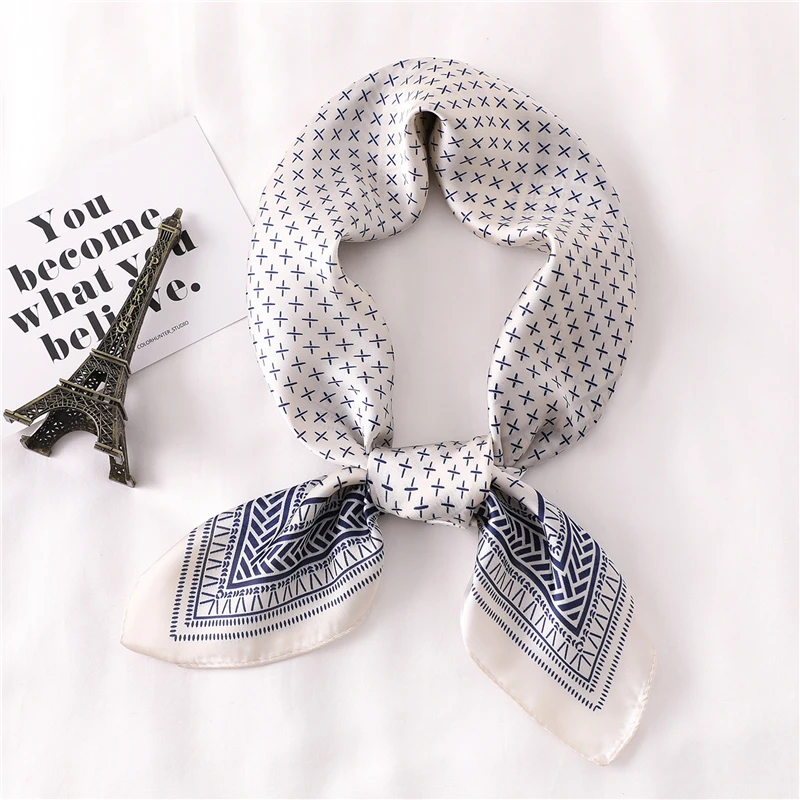 

Women Scarf Dot Print Foulard Scarves Silk Shawl for Ladies Square Hair Scarf Ring Fashion Head Scarfs