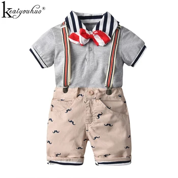 

Summer Boys Clothes Sets 2019 Toddler Kids Clothes Sport Suit Bow Tie Boys Casual Outfits Suits Tracksuit For Children Clothing