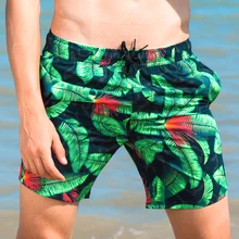 Тренд зеленый лист печати мужские купальники летние новые пляжные шорты для активного отдыха купальник мужчины серфинг плавание шорты спортивные плавки для фитнеса