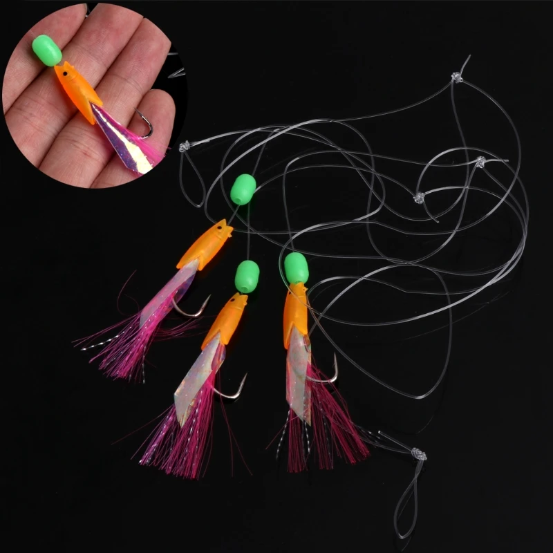3Pcs Fishing Lure Rigs Bait Jig Line String Barbed Sharp Hook Tackle Accessoriesin Fishing