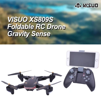 

VISUO XS809S Foldable Selfie Drone with 0.3MP Wide Angle WIFI FPV HD Camera Altitude Hold Headless Gravity Sense RC Drone