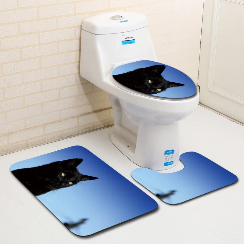 

Animal Photo Series Bath Mat and Toilet Cover Pad HD Printing and Dyeing Soft Flannel Suction Bathroom Rug Set Bath Carpet 3Pcs