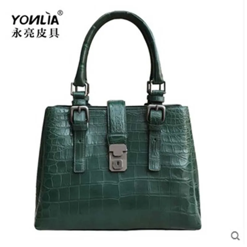 Yongliang новый старый крокодила живот женские сумки из крокодиловой кожи большая емкость одного плеча женщины сумку