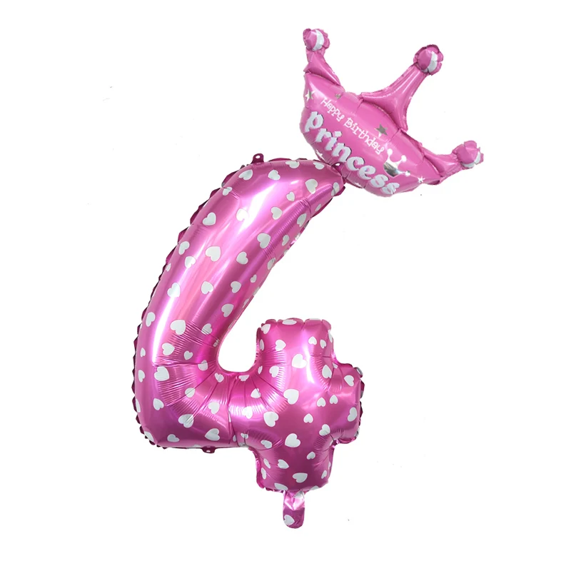 2 шт./компл. 32 дюймов нарядное голубое платье/розовой короной Количество воздушных шаров Цифровой шар 0-9 день рождения для мальчиков и девочек "сделай сам" День рождения украшения Globos - Цвет: Fancy Pink 4