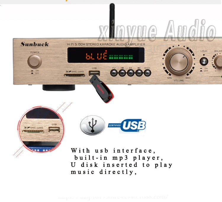 Breeze audio sunbuck AV-608BT HiFi 5,0 Bluetooth усилитель светодиодный дисплей usb SD FM радио дистанционное управление Домашний кинотеатр усилитель