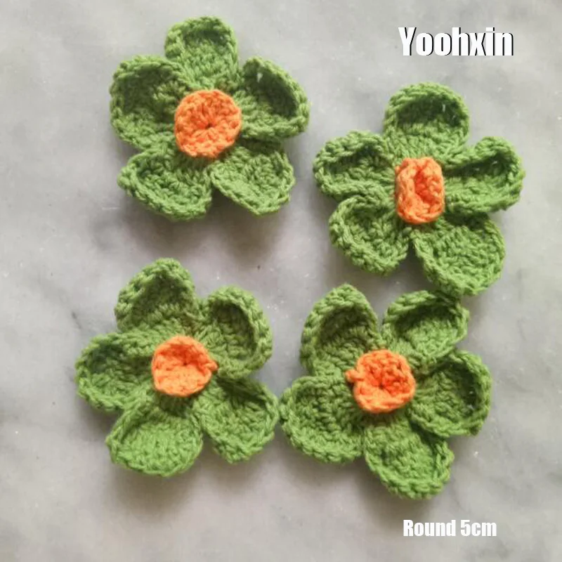 

5cm Flower cotton crochet DIY Patch Iron On Handmade Patches Sewing Applique Badges stripe Sticker lace guipure cloth decor