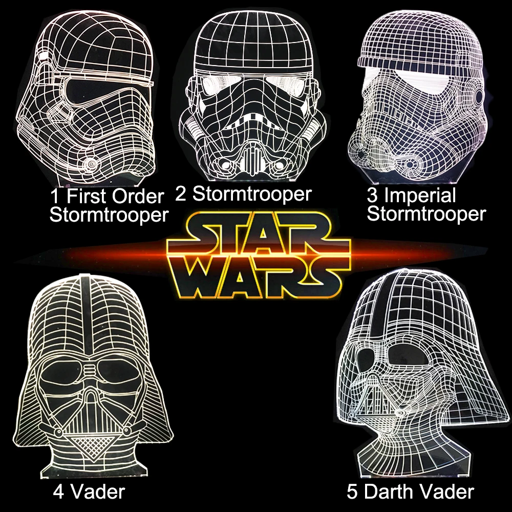 

Creative Night Light Star Wars Death Vader White Knight Stormtrooper 3D Lamp RGB Led Bulb Gift Table Decor Lighting Luminaria