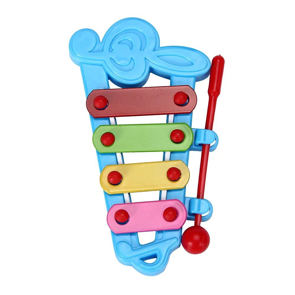 Детские музыкальные игрушки ксилофон с 4 нотами, 2 цвета, развивающие нотки для рукоделия, пианино, игра для мозгов, розничная, музыкальная игрушка