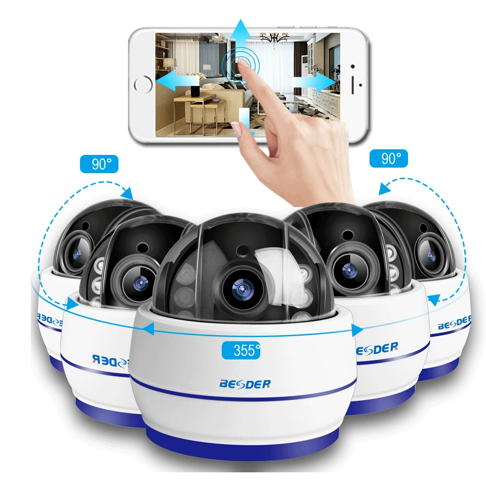 Беспроводная скоростная купольная PTZ камера BESDER Wi Fi HD 1080P 960P Автофокус 5 кратный