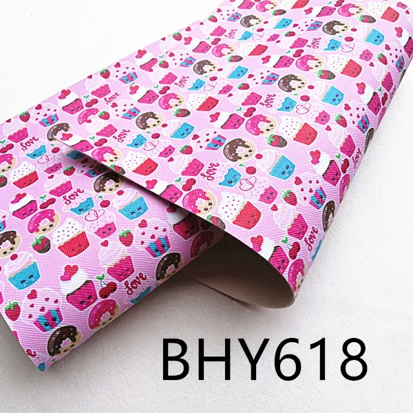 

Free shipping 7.6*12inch cartoon print synthetic leather fabric for DIY accessories BHY618