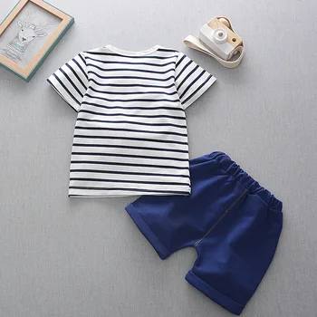 New baby boy striped t-shirt + shorts children clothing set 2