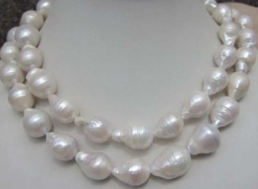 

Free shipping >>>>>HUGE 12-18MM NATURAL AAA SOUTH SEA WHITE BAROQUE PEARL NECKLACE 32 INCH