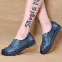 Ручной работы рыба-резные женская обувь Пояса из натуральной кожи женские мокасины Лоферы для женщин мягкой скольжению коровьей повседневная обувь Туфли без каблуков