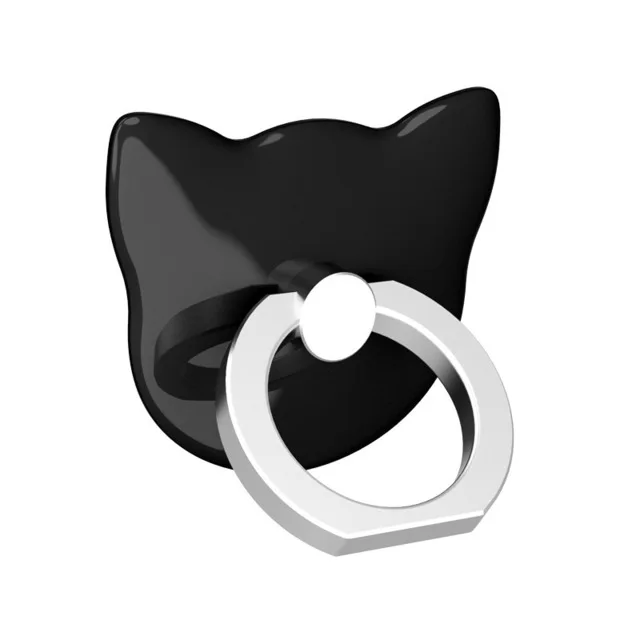 Подставка-кольцо под Пальцы для телефона 360 градусов подставка кошачья голова кольцо кронштейн для iPhone samsung Xiaomi смартфон кольцо планшета поддержка SMSNXY - Цвет: Black