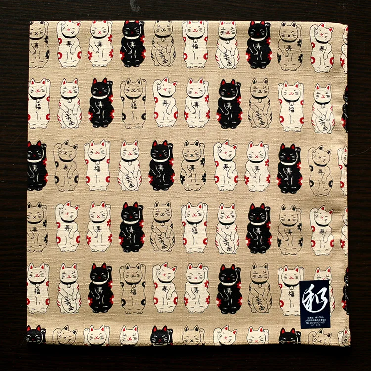  Made in Japan Wind handkerchief Handkerchief women Cotton Ms. Thicken Cat square scarf