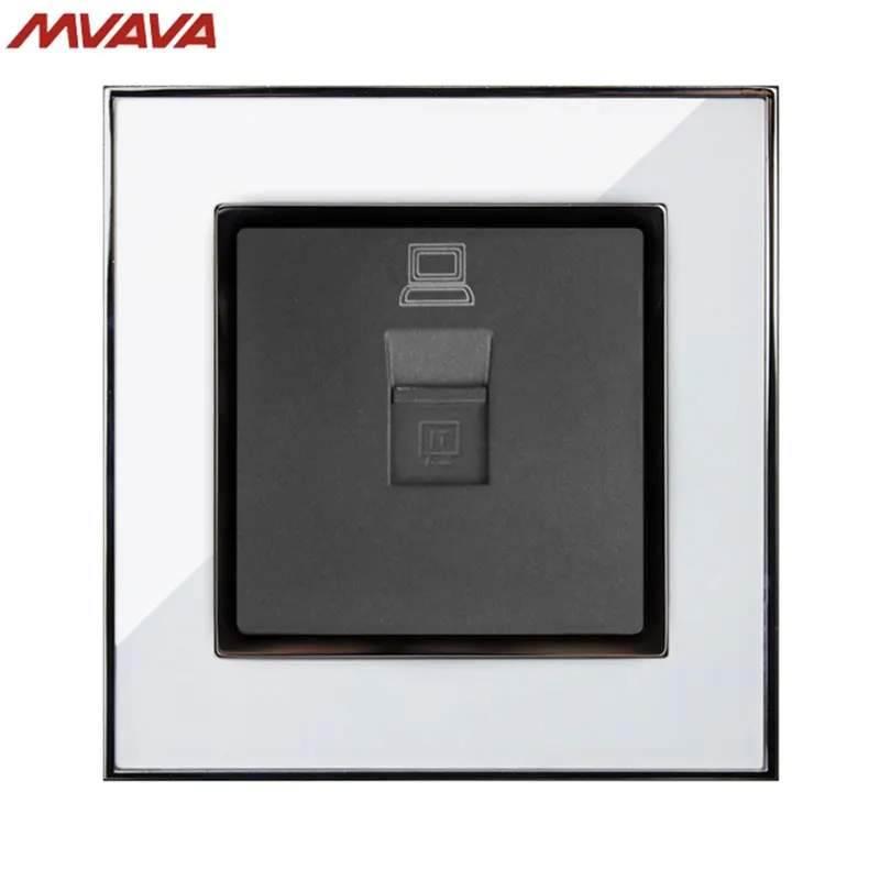 

MVAVA PC LAN Wall Decorative Socket Computer Jack Plug Universal Receptacle Luxury Mirror White Panel Outlet Free Shipping
