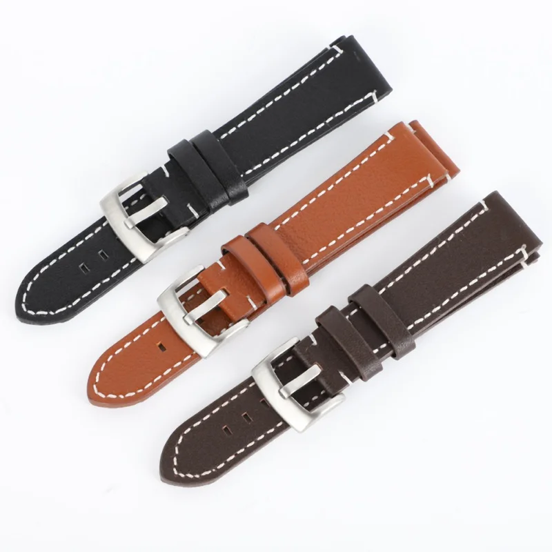 18 20 22 24mm Man Women Leather Wrist Watch Band Strap Belt Durable