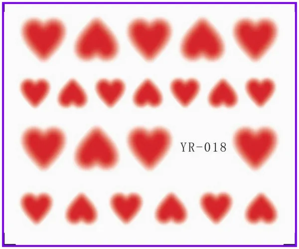 Наклейка на ногти водная переводная наклейка размытая туманная Лопата в форме сердца YR013-018