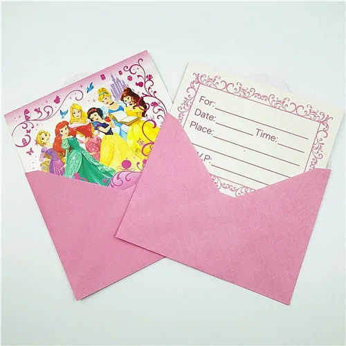 Детские принадлежности для вечеринки в честь Дня Рождения Принцессы Диснея, сувениры для девочек на юбилей, свадьбу, вечерние украшения принцессы Софии - Цвет: invitation card