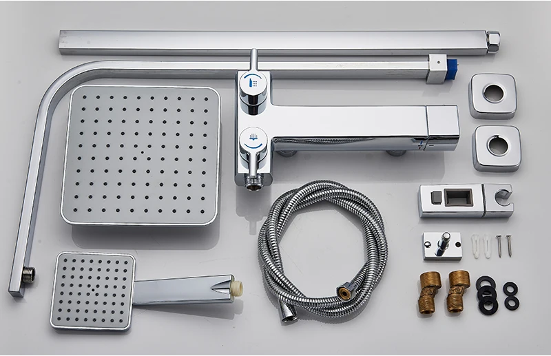 Яркий хромированный душевой набор кран Термостатический дождевой смеситель для душа " дождевая душевая колонка с ручным термостатом