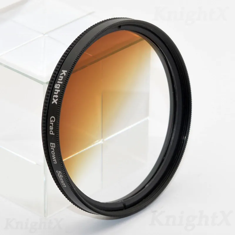 KnightX 24 цветной фильтр UV ND Star для sony nikon canon sony a6000 круговой Градуированный фото eos Объектив 70d eos 49 52 55 58 67 77 - Цвет: Grad Brown