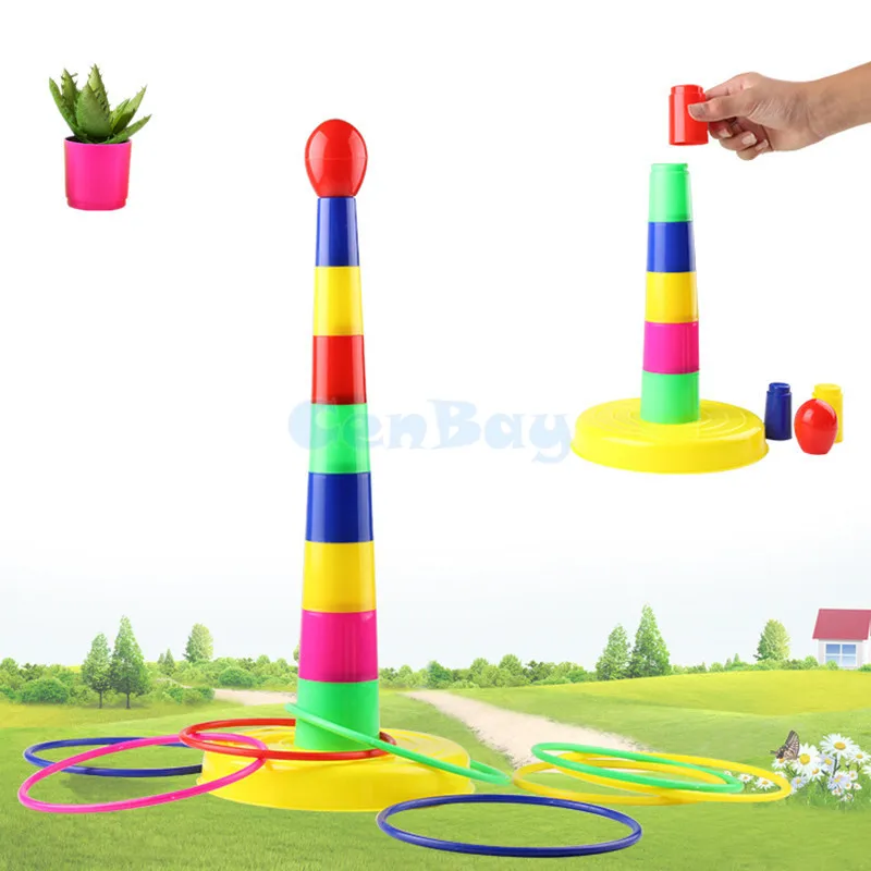 

Colorful Throw Circle Sport Game Hoopla Ring Toss Cast Circle Sets Stacking Pillar With Plastic Rings Toys Puzzle for Children