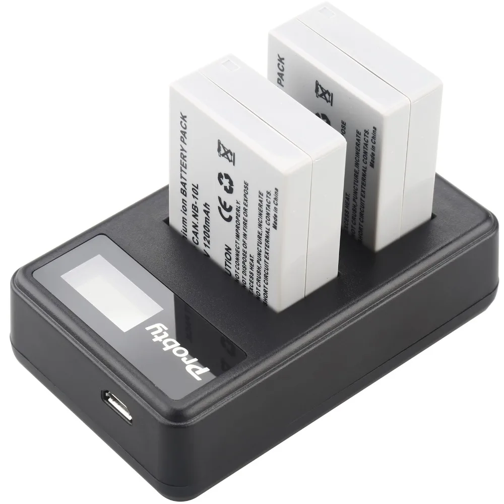 

2Pcs NB-10L NB 10L NB10L Battery + USB LCD Dual Charger for Canon PowerShot G15 G16 G1X G3X SX40 SX40HS SX50 SX60 HS Camera