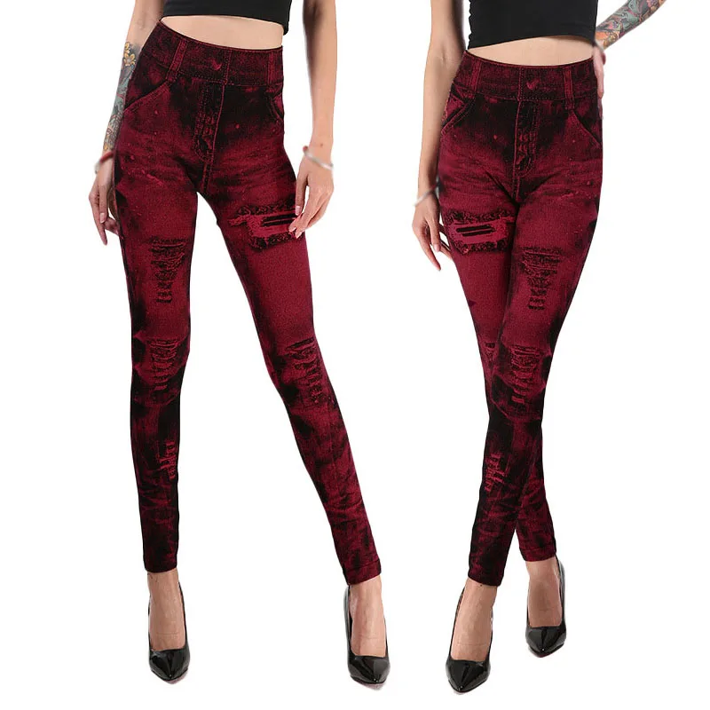 

Women Sexy Skinny Jogging Stretchy Pants Leggings Imitation Jeans Pencil Trouser