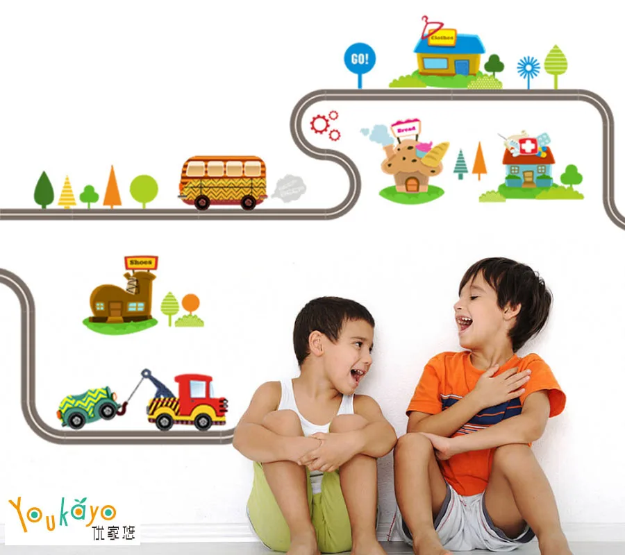 Colorful Cartoon Car Children Bedroom Nursery Wall Stickers Car/window
