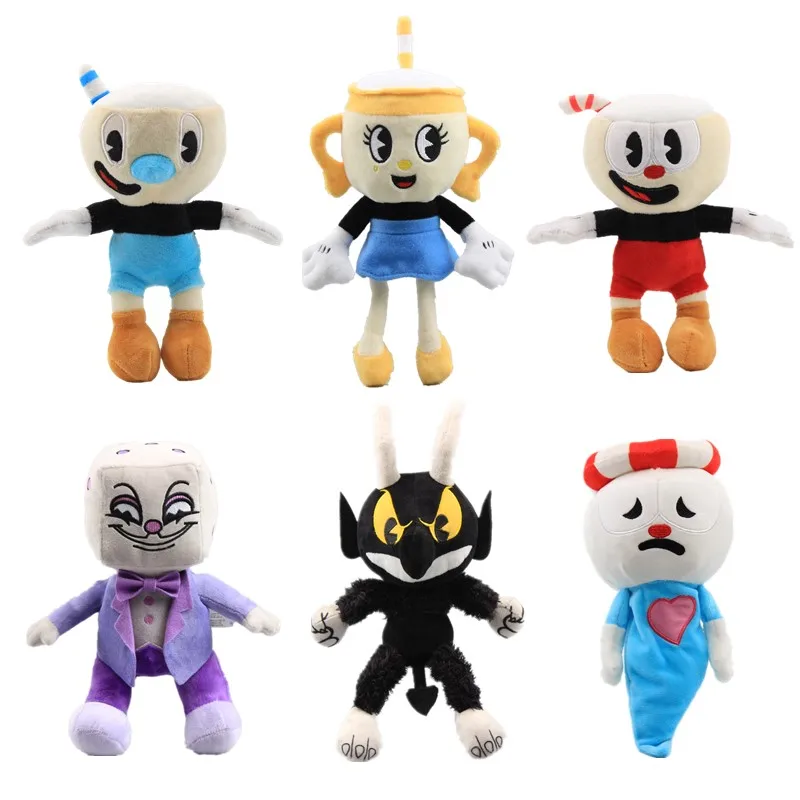 Плюшевая кукла Cuphead игрушки Mugman кости чаша король аниме мягкие хлопковые