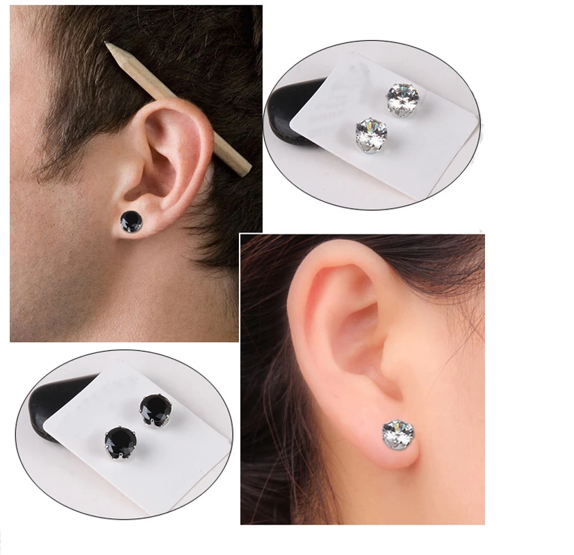 

SexeMara 1pair Punk Men Strong Magnet Magnetic Health Care Ear Stud Non Piercing Earrings Fake Earrings Gift for Lover Jewelry