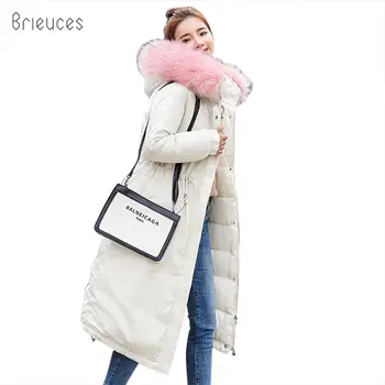 

Brieuces Winter Coat Women Military Outwear Hooded Snow Long Parka Thicken Down Cotton Safari Style Warm Fur Winter Jacket Women