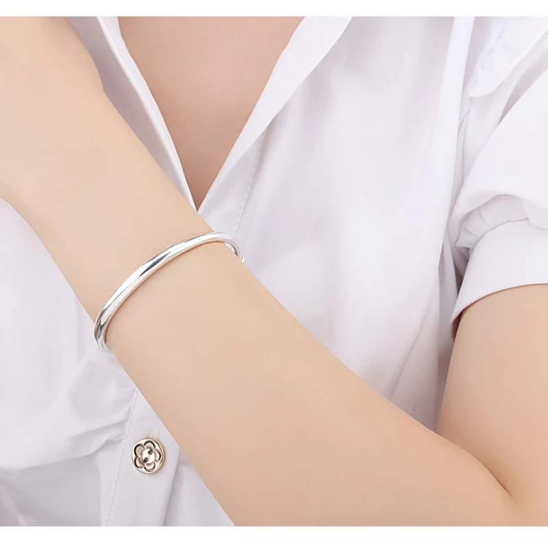 Серебряные 925 браслеты для женщин, Модный Круглый браслет, женский браслет, украшения, регулируемый размер, Pulseira, 1 шт
