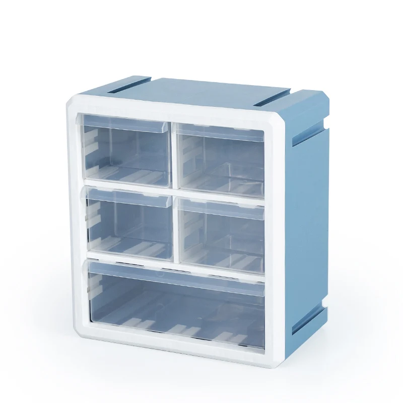 BNBS пластиковая коробка для хранения косметики Органайзер настольный многослойный Чехол для ящика инструменты кольца из бисера ювелирные изделия Органайзер для макияжа - Цвет: Blue-5 drawers