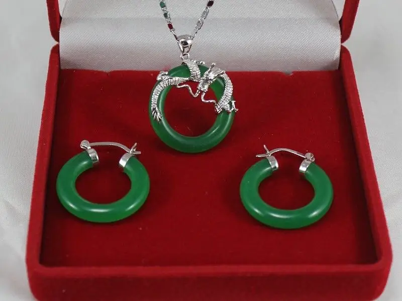 

Jade Blue Dragon Earring Jewelry Set>^^1>18K gold plated watch Quartz stone CZ crystal