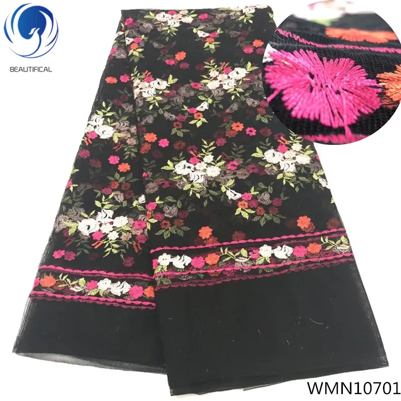 

BEAUTIFICAL black french lace high quality lace fabric latest nigeria lace fabric for dresses 5yards/lot Guangzhou hot WMN107
