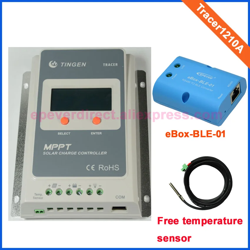 

10A Tracer1210A lcd display with ble bluetooth box EPSolar but with TE logo label Max 24V 260W solar panels system 10amps
