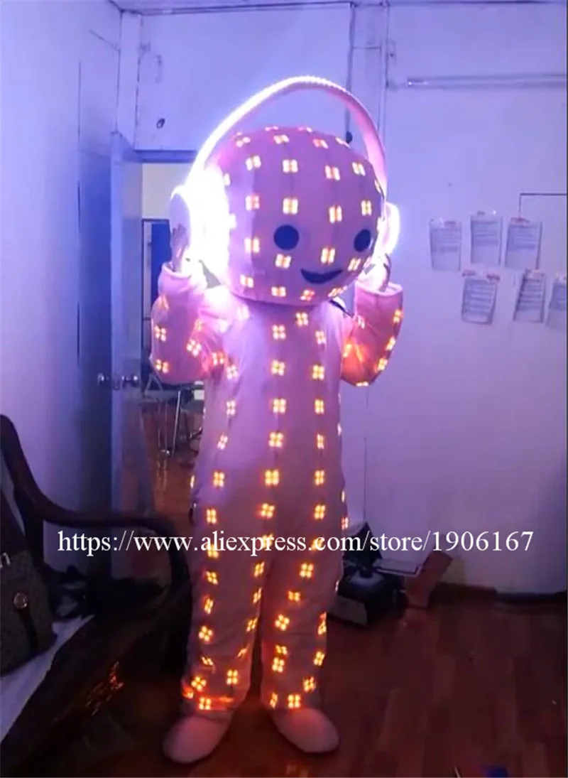 Красочные RGB светодиодные костюмы большая голова кукла Бальное танцевальное шоу