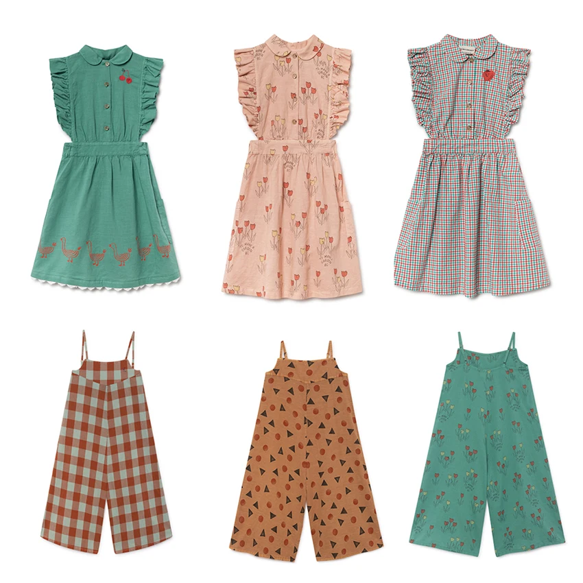 

kids Choses 2019 ZMHYAOKE Summer Girls Princess Dress Cherry Geometry Print Dress Turndown Collar Ctue Kids Dresses for Girls