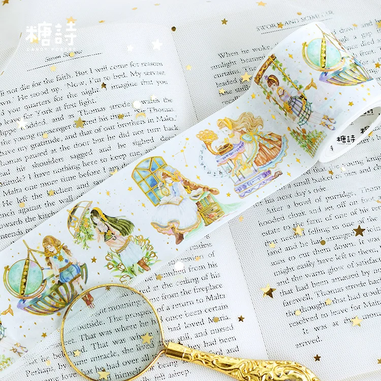 

50mm wide Retro elf girl Gilding decoration washi tape DIY planner scrapbooking masking tape escolar With release paper