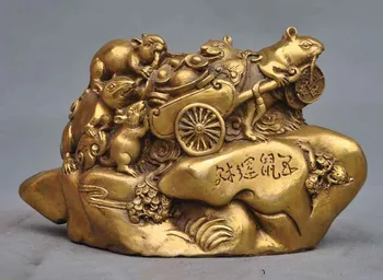 

china Chinese fengshui brass money coin yuanbao 5 mouse Mice lucky statue