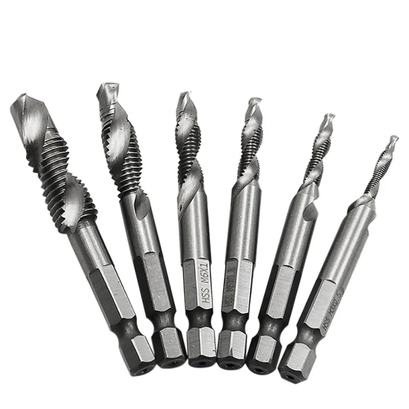 

2 In 1 1/4 Hex Shank HSS Metric Right Hand Screw Thread Tap Taper Drill Bits