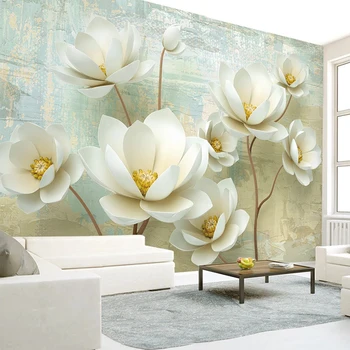 

3D Wallpaper Pastoral Flowers Self-Adhesive Mural Wallpaper Living Room TV Sofa Bedroom Waterproof Canvas Wall Paper 3D Stickers