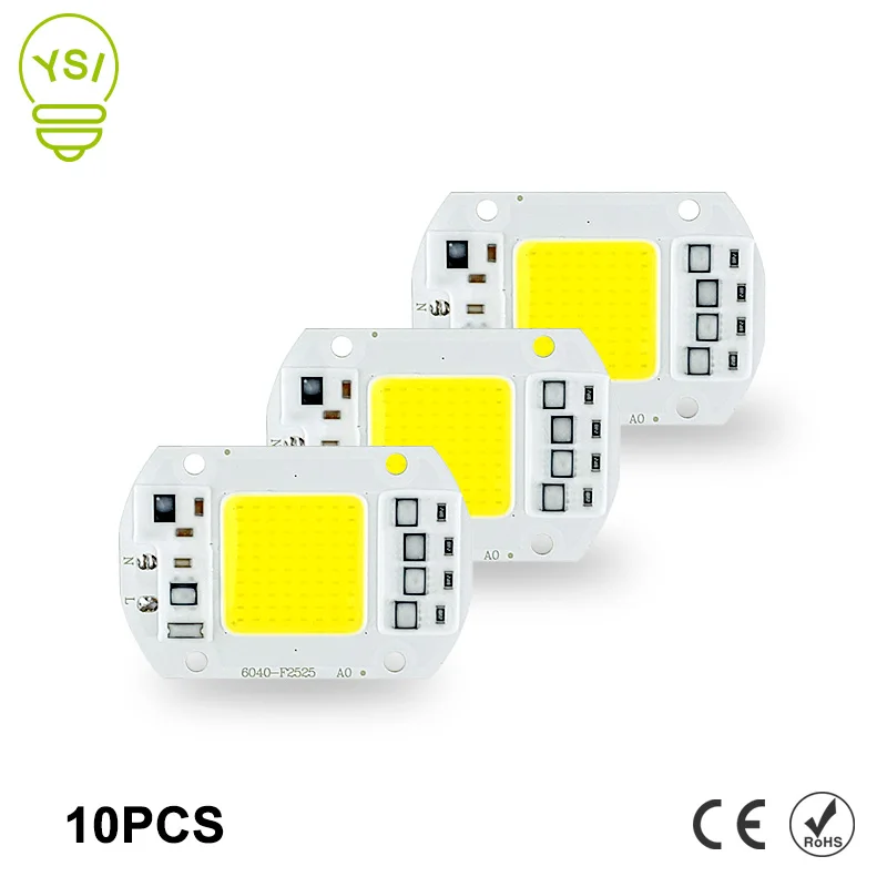 

10pcs Real Power LED COB Chip 10W 15W 20W 30W 50W LED Lamp Bulb 220V 240V Input IP65 Smart IC For DIY Outdoor LED Floodlight