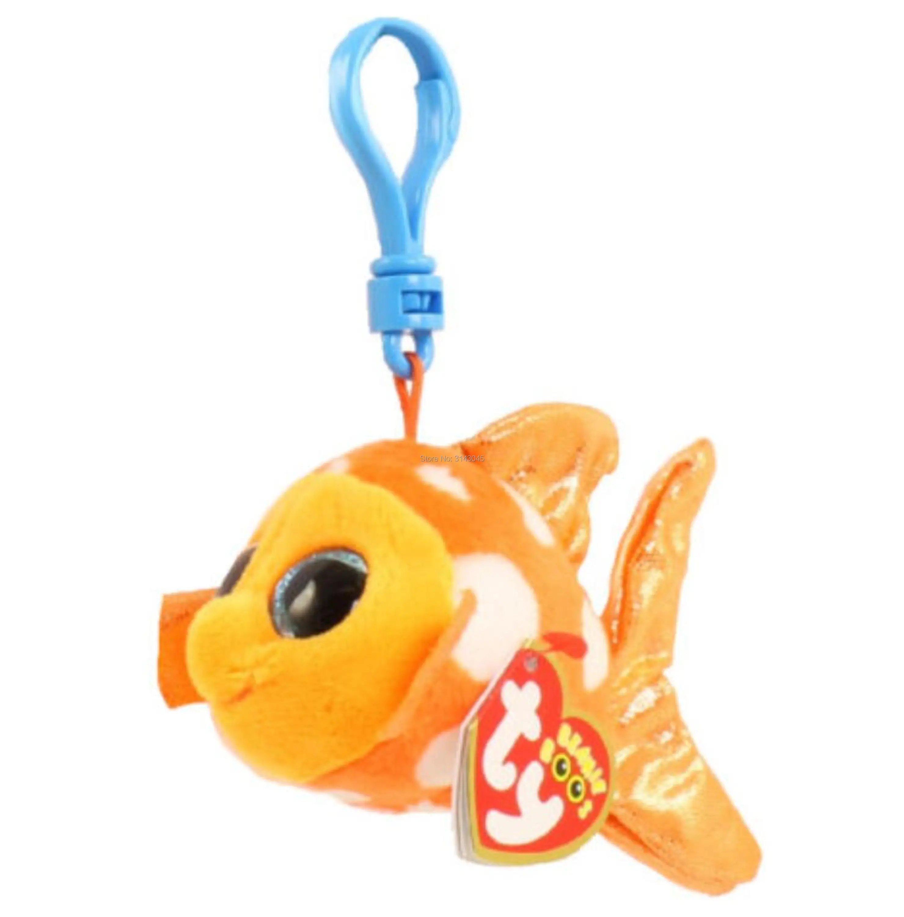 Newest 3" Ty Beanie Boos 8cm Sami Orange Fish Goldfish Keychain Clip