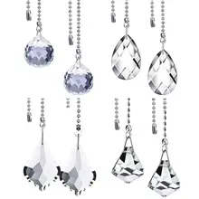 Clear Crystal Pull Chain Extension With Connector For Ceiling Light Fan Chain Suncatcher Prism Lighting Crystal Pendants